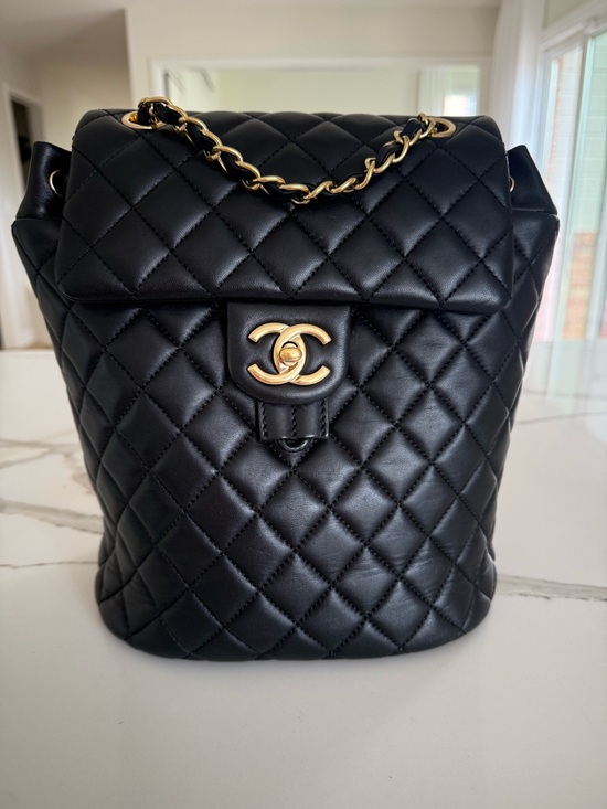 CHANEL Handbags - SOLD 
CHANELBlack Quilted Lambskin Backpack with Gold Chain
